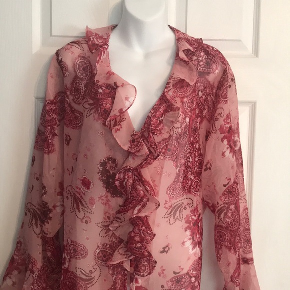 Women’s George Woman Plus 22/24 Pink Paisley Bell Sleeve Blouse